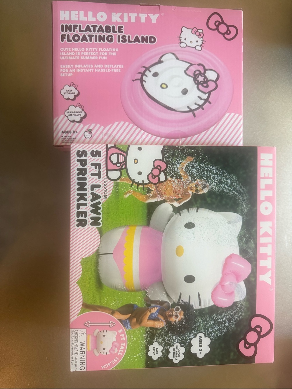 Hello Kitty Pink & White Inflatable Pool Float and Lawn Sprinkler Set